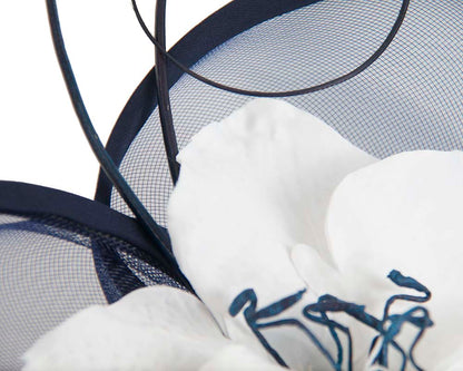 Large navy & white flower heart fascinator-2