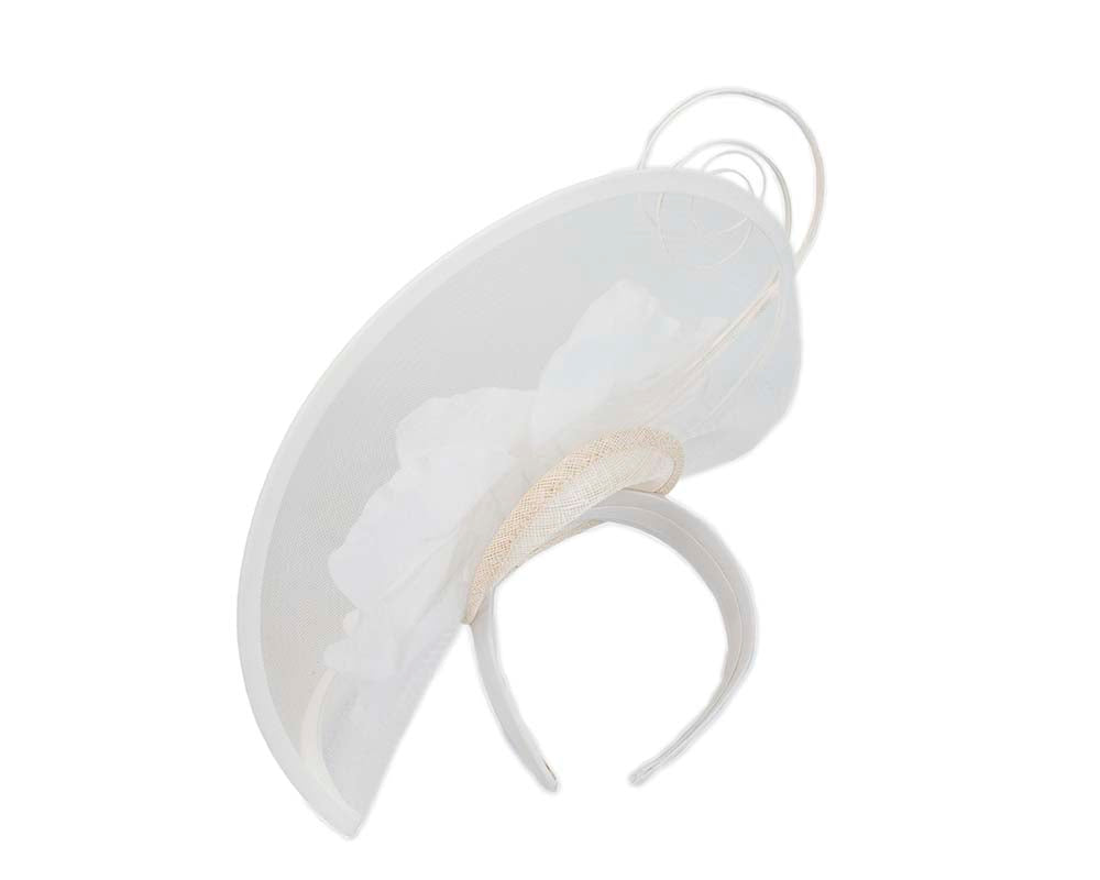 Large white flower heart fascinator-3