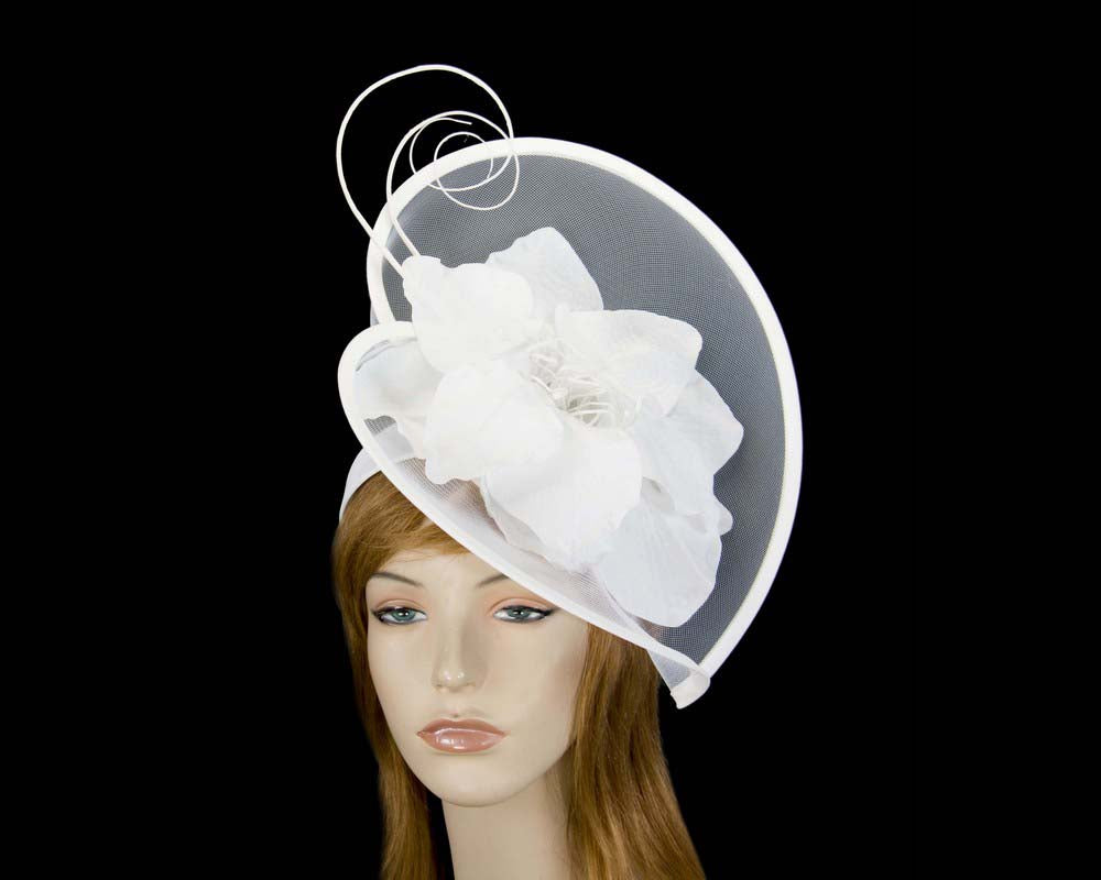 Large white flower heart fascinator-0
