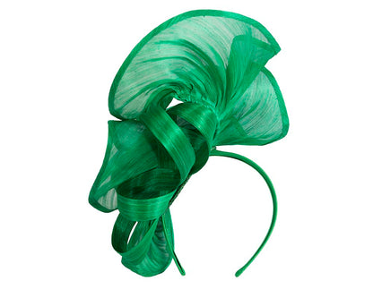 Tall green bespoke racing fascinator-3