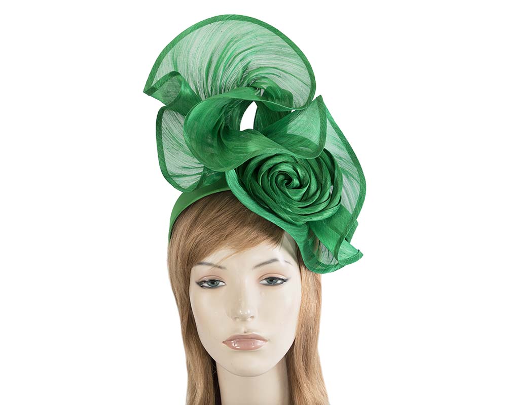 Tall green bespoke racing fascinator-0