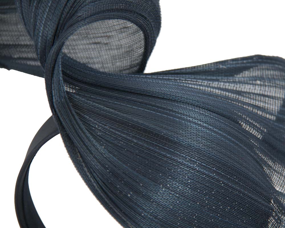 Large navy bespoke Jinsin racing fascinator by Fillies Collection