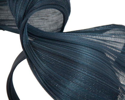 Large navy bespoke Jinsin racing fascinator by Fillies Collection