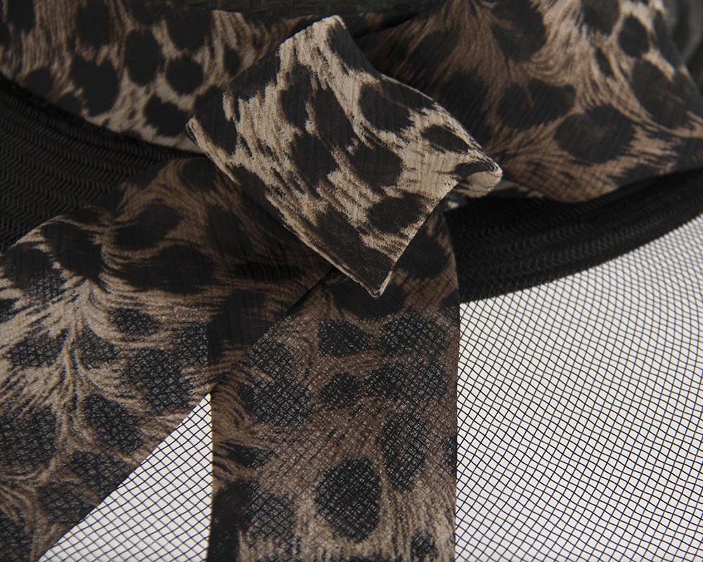 Bespoke black & leopard wide brim boater hat