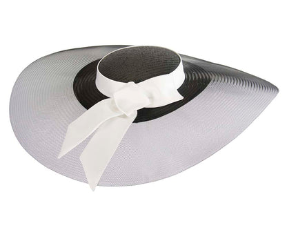 Bespoke black & white wide brim boater hat-4
