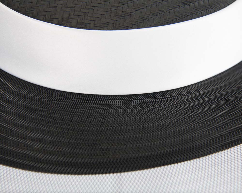 Bespoke black & white wide brim boater hat-3