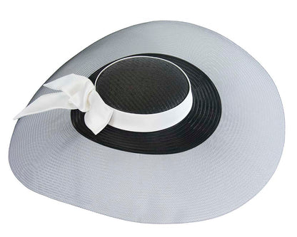 Bespoke black & white wide brim boater hat-2