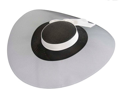 Bespoke black & white wide brim boater hat-1