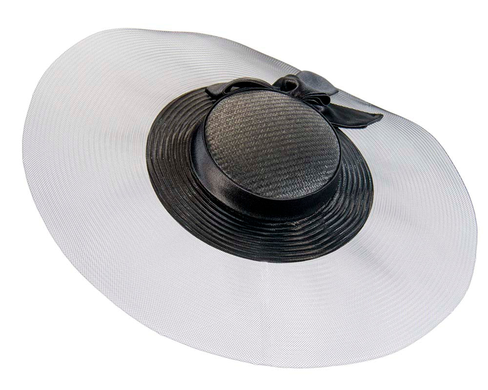 Bespoke black wide brim boater hat-1