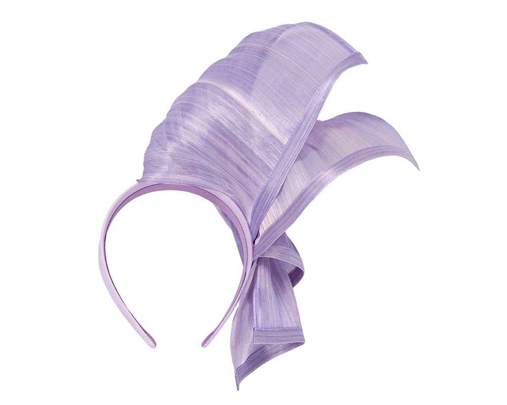 Bespoke lilac silk abaca racing fascinator by Fillies Collection