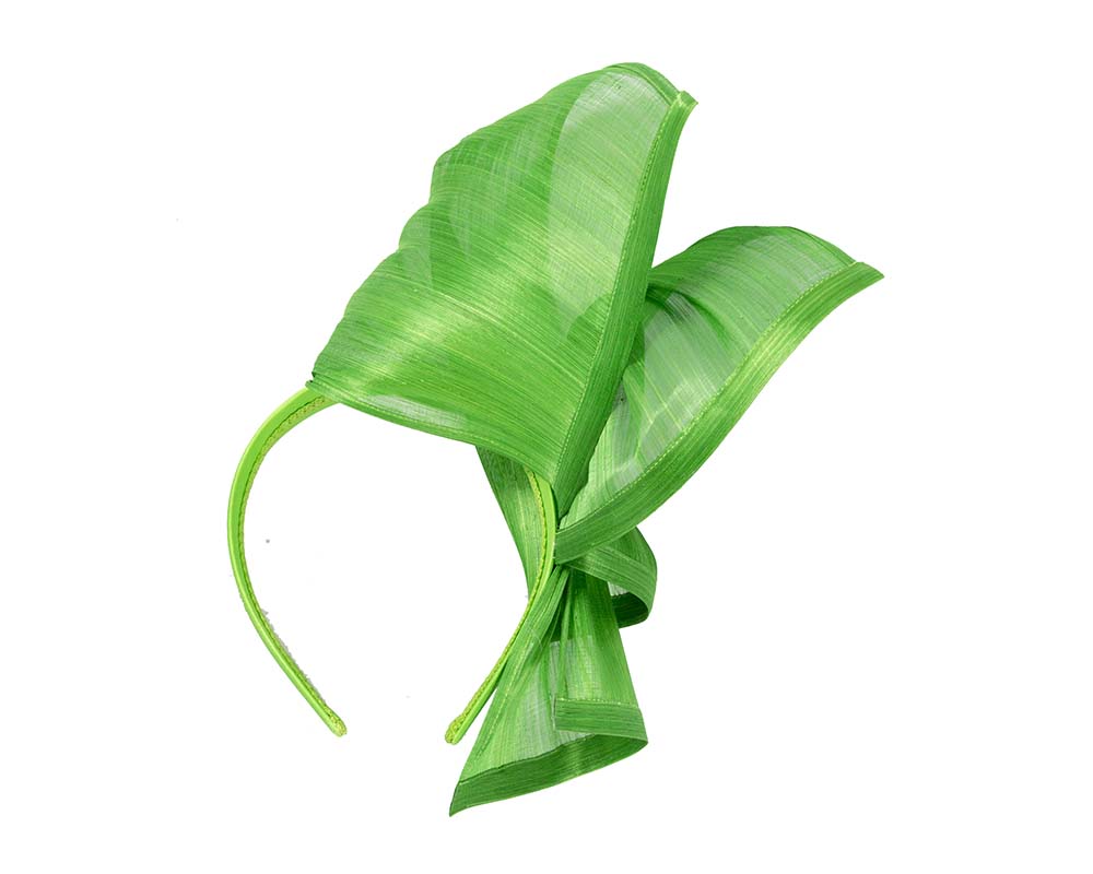 Bespoke lime silk abaca racing fascinator by Fillies Collection
