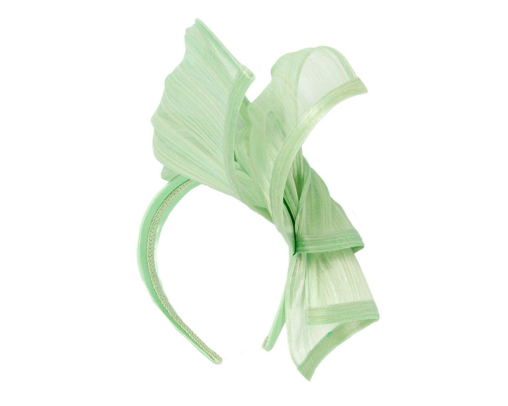 Bespoke mint green silk abaca racing fascinator by Fillies Collection