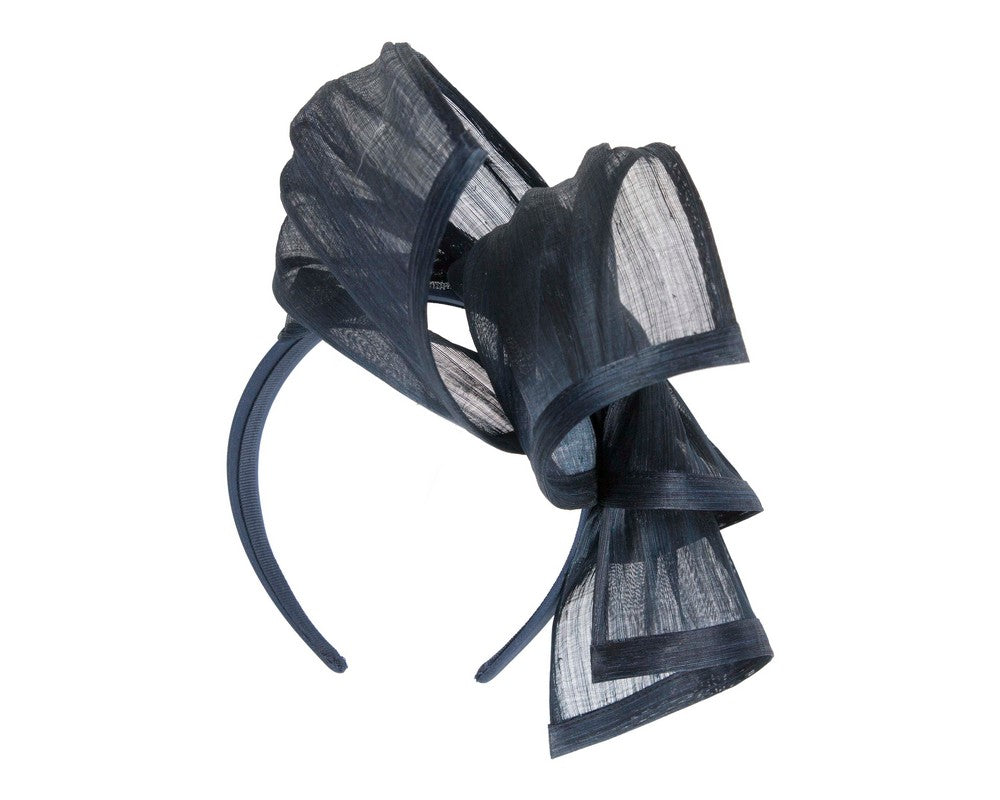 Bespoke navy silk abaca racing fascinator by Fillies Collection-3