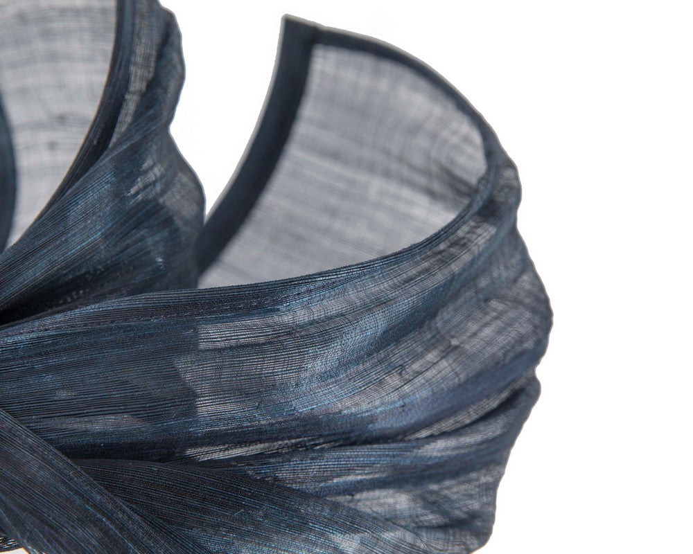Bespoke navy silk abaca racing fascinator by Fillies Collection-2