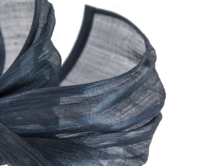 Bespoke navy silk abaca racing fascinator by Fillies Collection-2