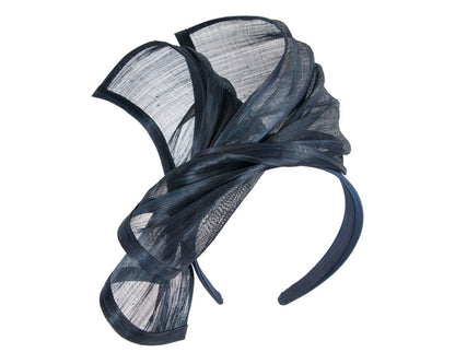 Bespoke navy silk abaca racing fascinator by Fillies Collection-1