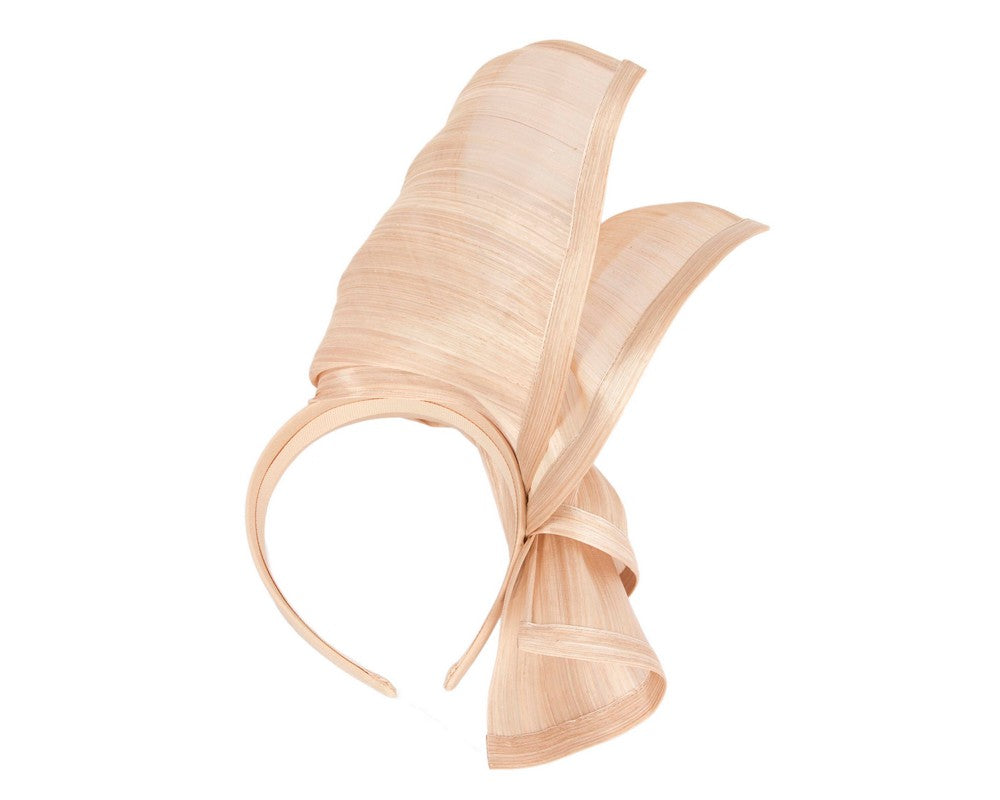 Bespoke nude silk abaca racing fascinator by Fillies Collection
