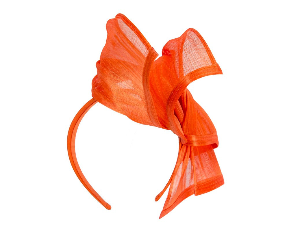 Bespoke orange silk abaca racing fascinator by Fillies Collection