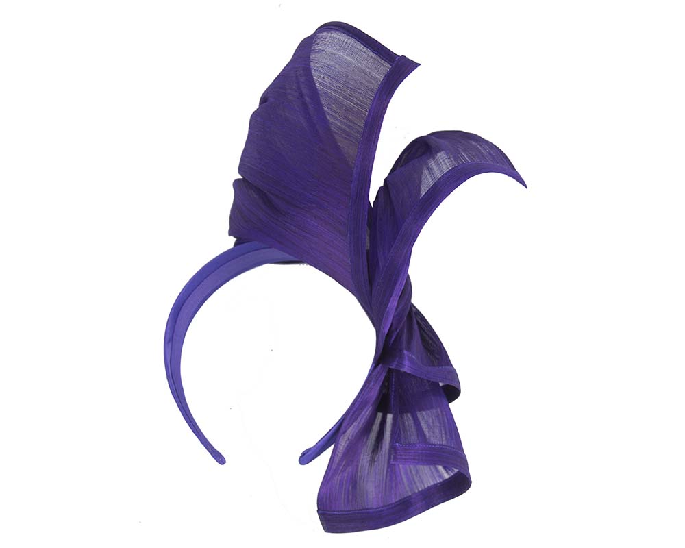 Bespoke purple silk abaca racing fascinator by Fillies Collection