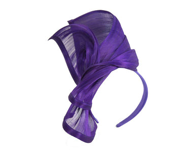Bespoke purple silk abaca racing fascinator by Fillies Collection