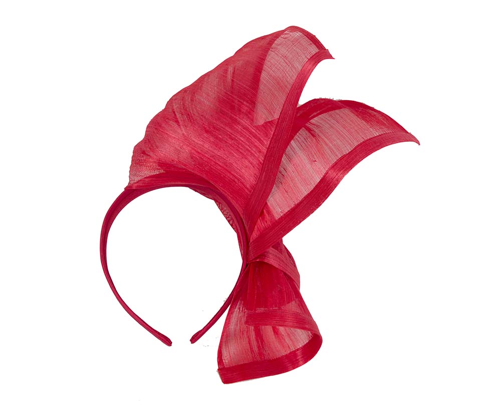 Bespoke red silk abaca racing fascinator by Fillies Collection