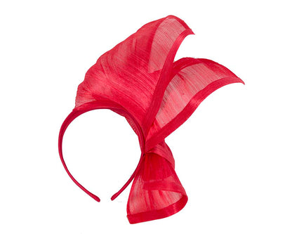 Bespoke red silk abaca racing fascinator by Fillies Collection