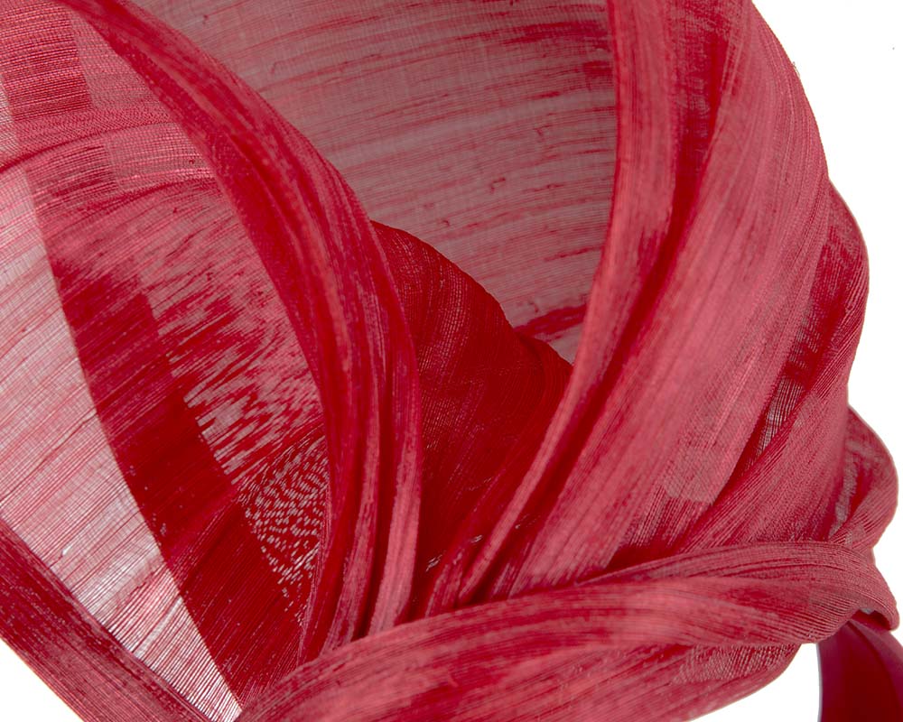 Bespoke red silk abaca racing fascinator by Fillies Collection