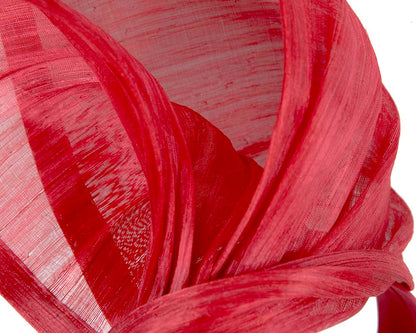 Bespoke red silk abaca racing fascinator by Fillies Collection