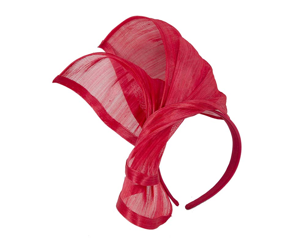 Bespoke red silk abaca racing fascinator by Fillies Collection
