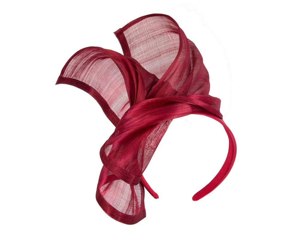 Bespoke wine silk abaca racing fascinator by Fillies Collection-1