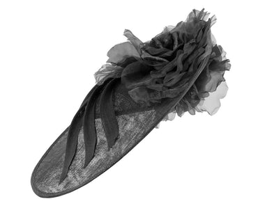 Large black plate racing fascinator by Fillies Collection