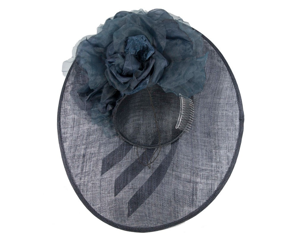 Large navy plate racing fascinator by Fillies Collection-5