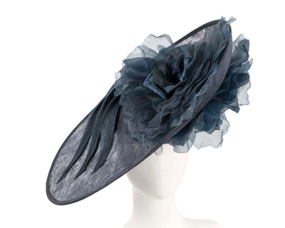 Large navy plate racing fascinator by Fillies Collection-0