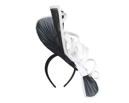 Large black & white jinsin racing fascinator by Fillies Collection-2
