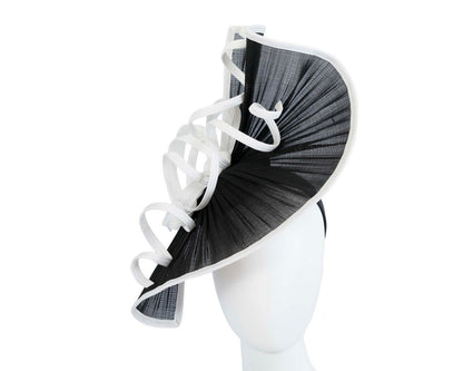 Large black & white jinsin racing fascinator by Fillies Collection-0