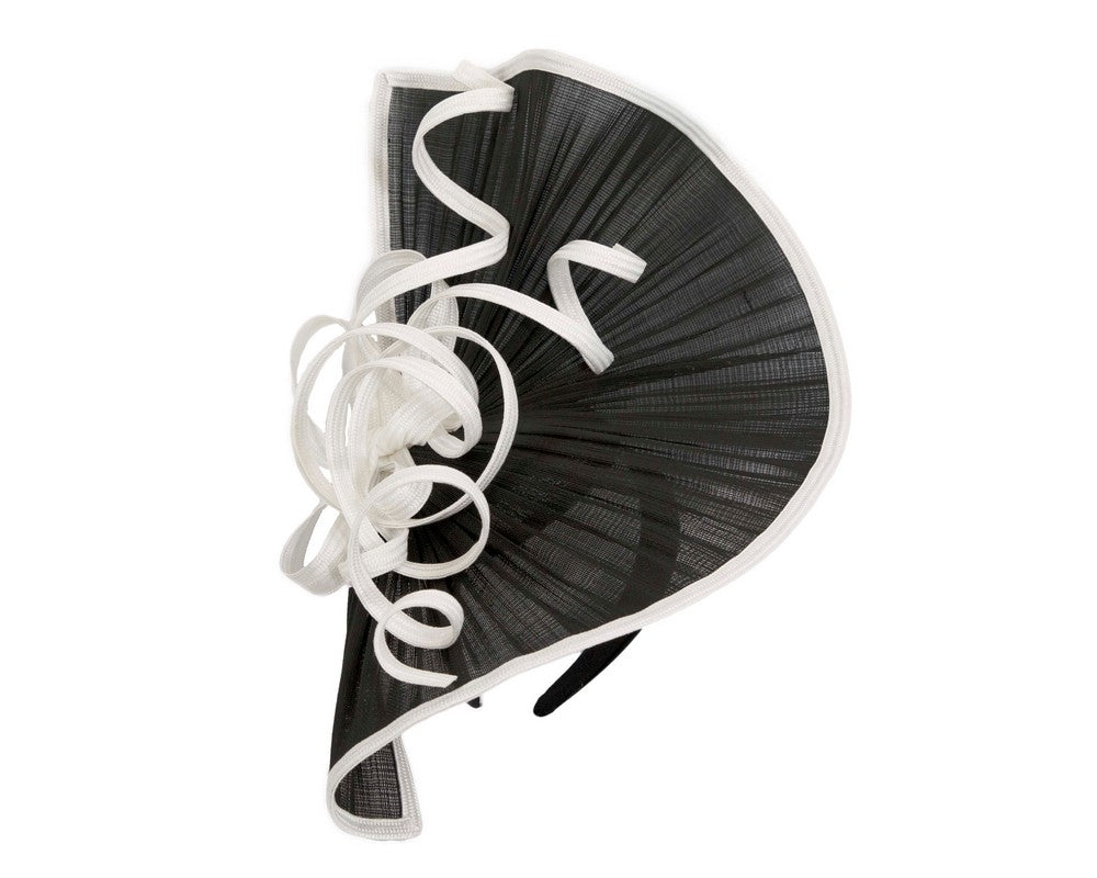 Large black & white jinsin racing fascinator by Fillies Collection-1