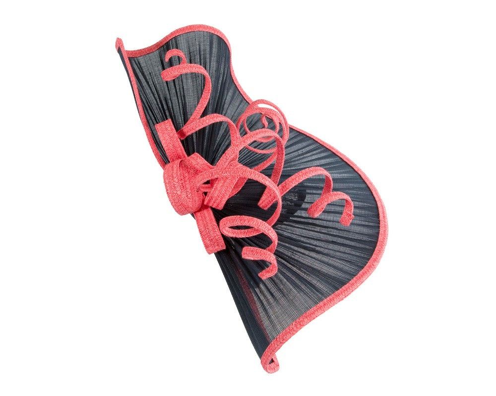 Large navy & coral jinsin racing fascinator by Fillies Collection