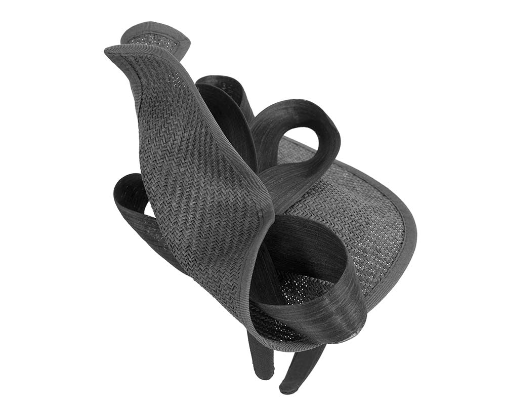 Large black Fillies Collection racing fascinator with bow-3