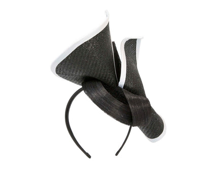 Large black & white Fillies Collection racing fascinator with bow