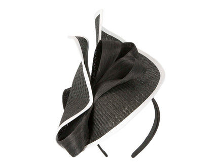 Large black & white Fillies Collection racing fascinator with bow