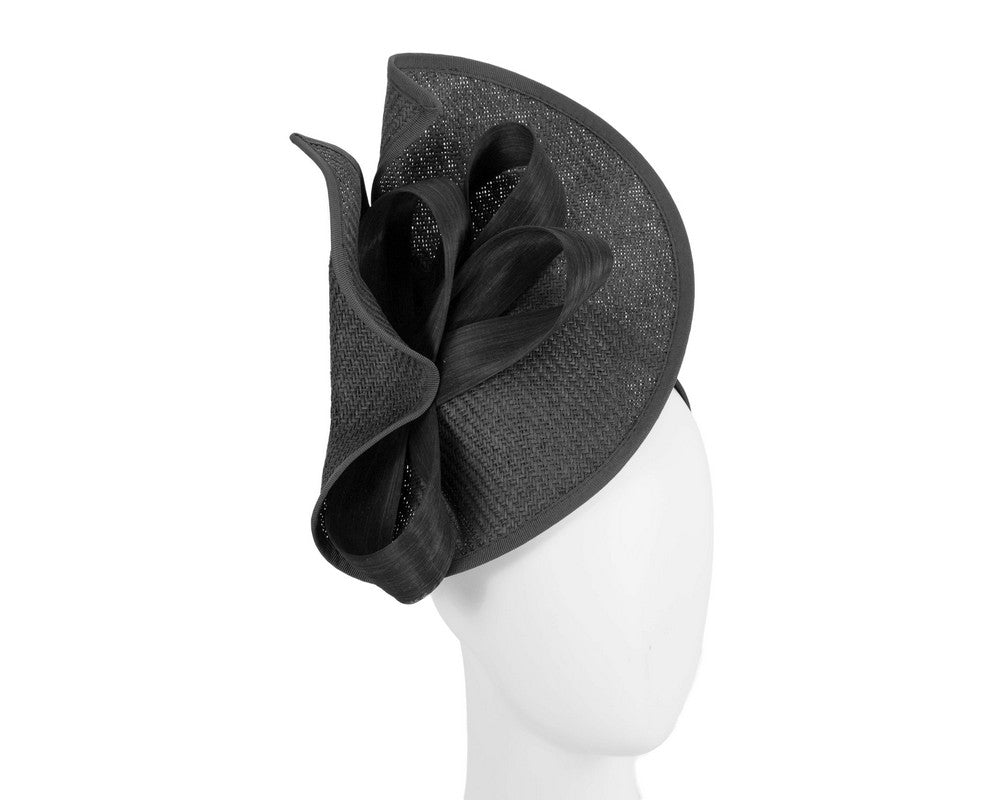 Large black Fillies Collection racing fascinator with bow-0