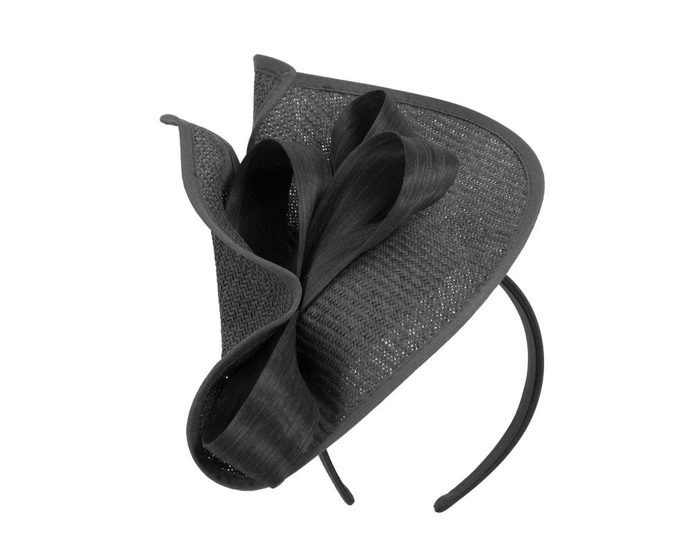 Large black Fillies Collection racing fascinator with bow-1