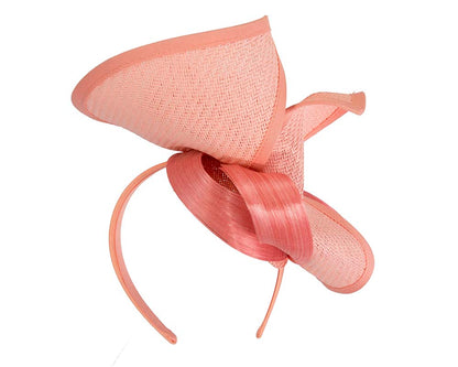 Large coral Fillies Collection racing fascinator with bow-6