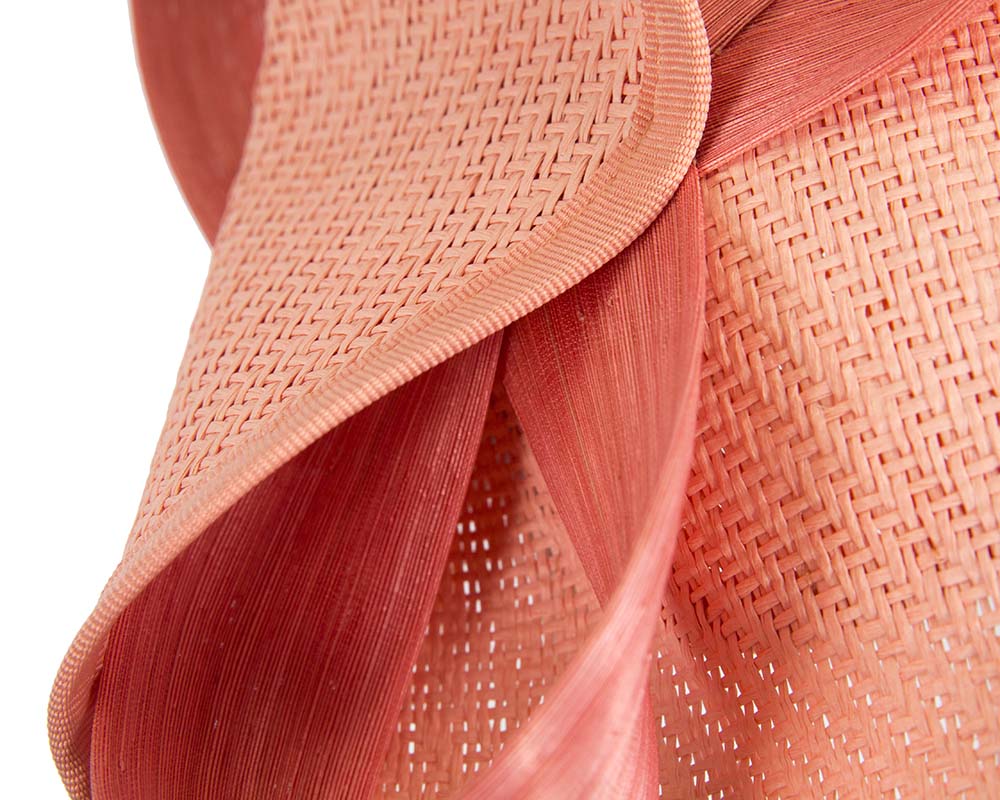 Large coral Fillies Collection racing fascinator with bow-5