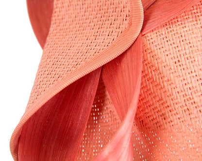 Large coral Fillies Collection racing fascinator with bow-5