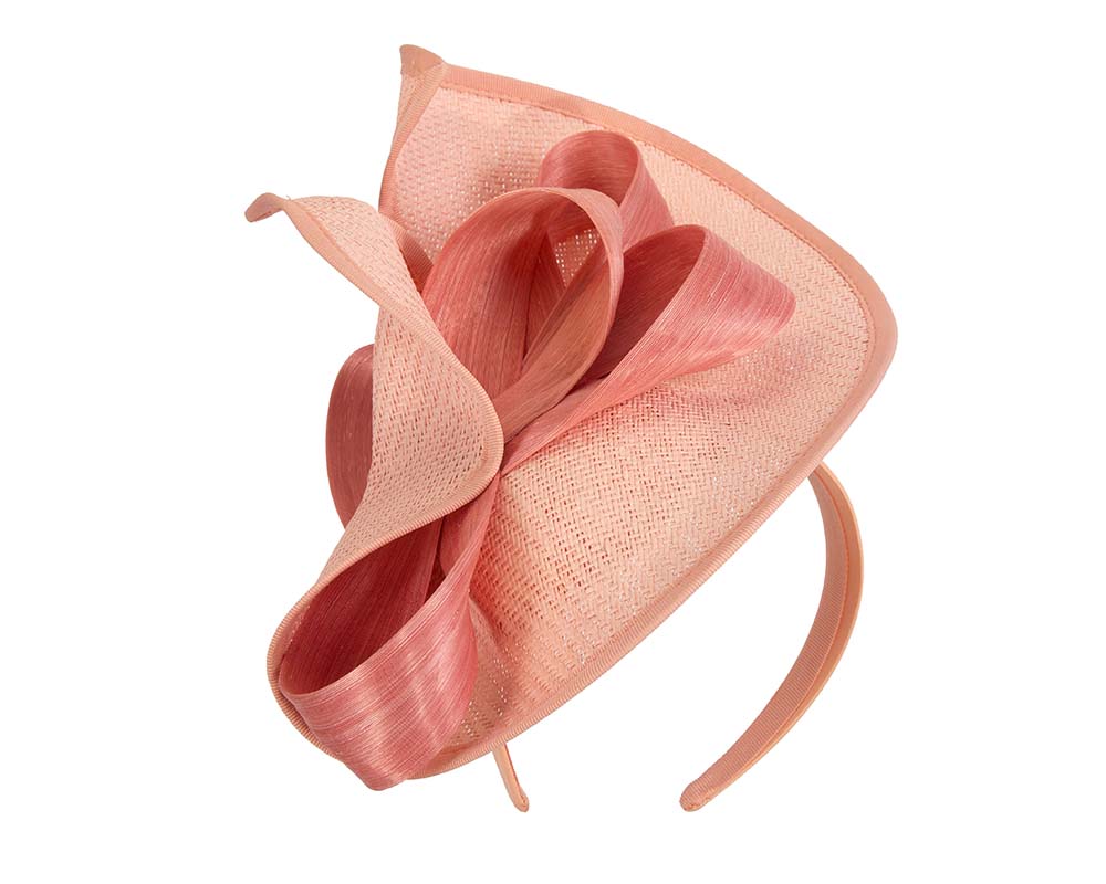Large coral Fillies Collection racing fascinator with bow-4