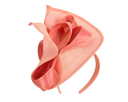 Large coral Fillies Collection racing fascinator with bow-4
