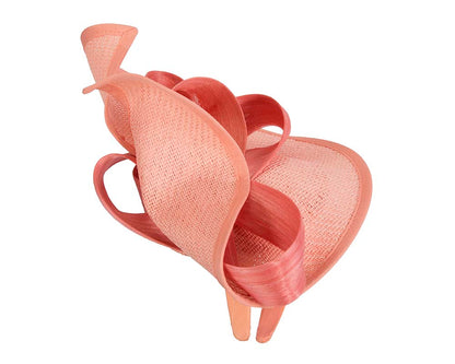 Large coral Fillies Collection racing fascinator with bow-3