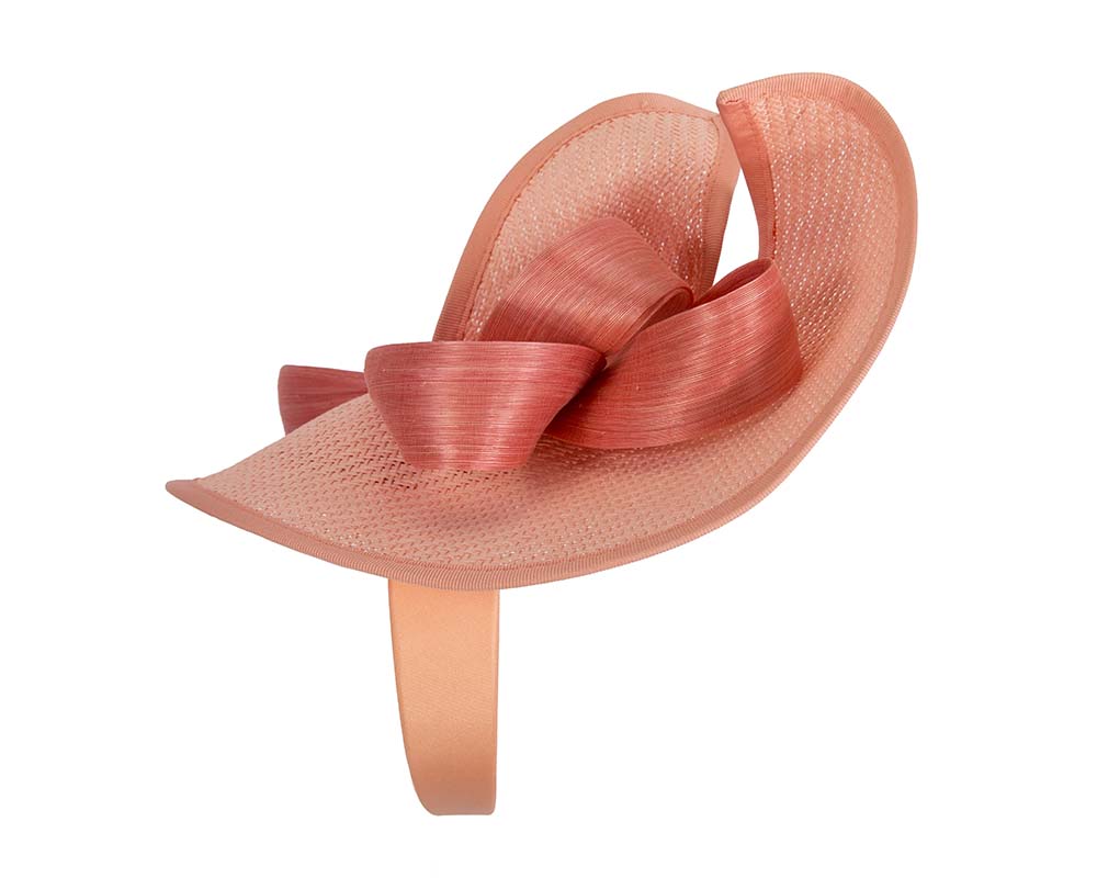 Large coral Fillies Collection racing fascinator with bow-2