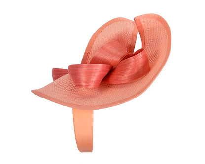 Large coral Fillies Collection racing fascinator with bow-2